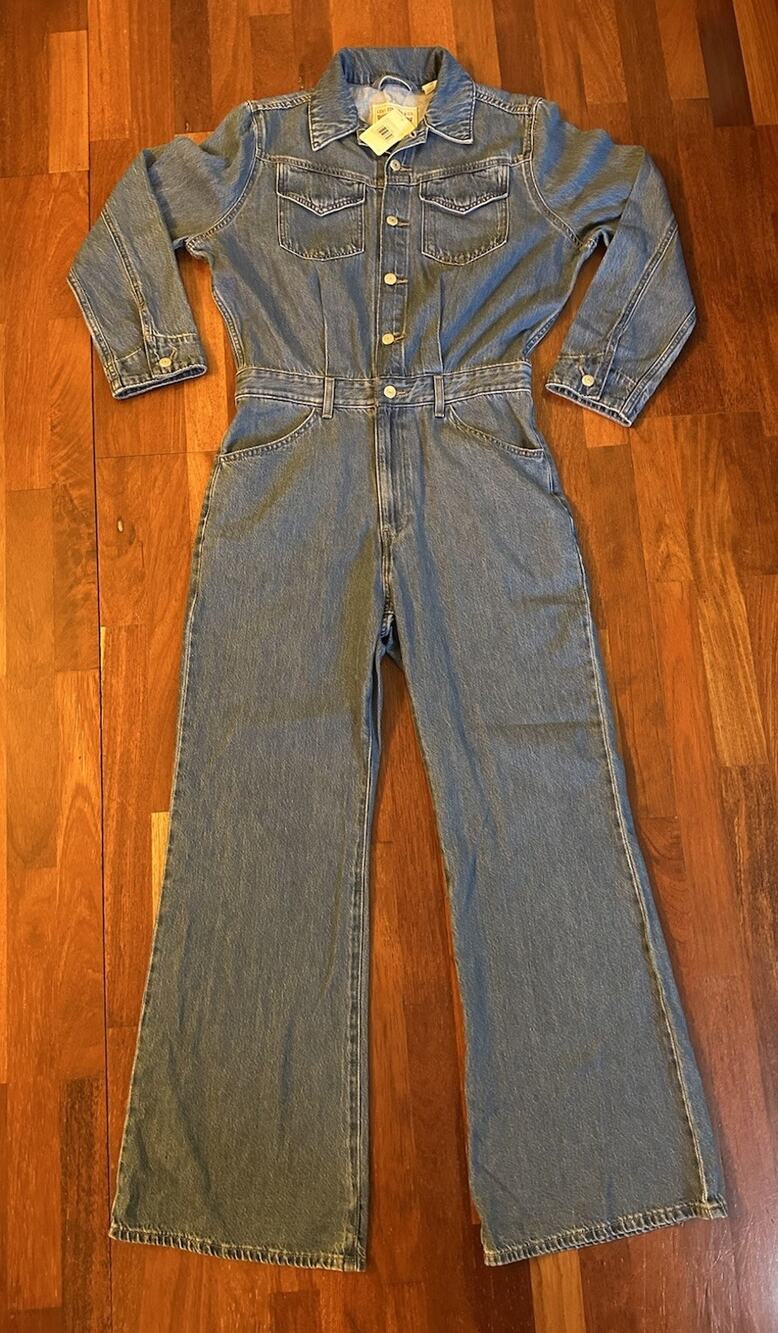 Levi's Medium Blue Denim Button-Front Jumpsuit